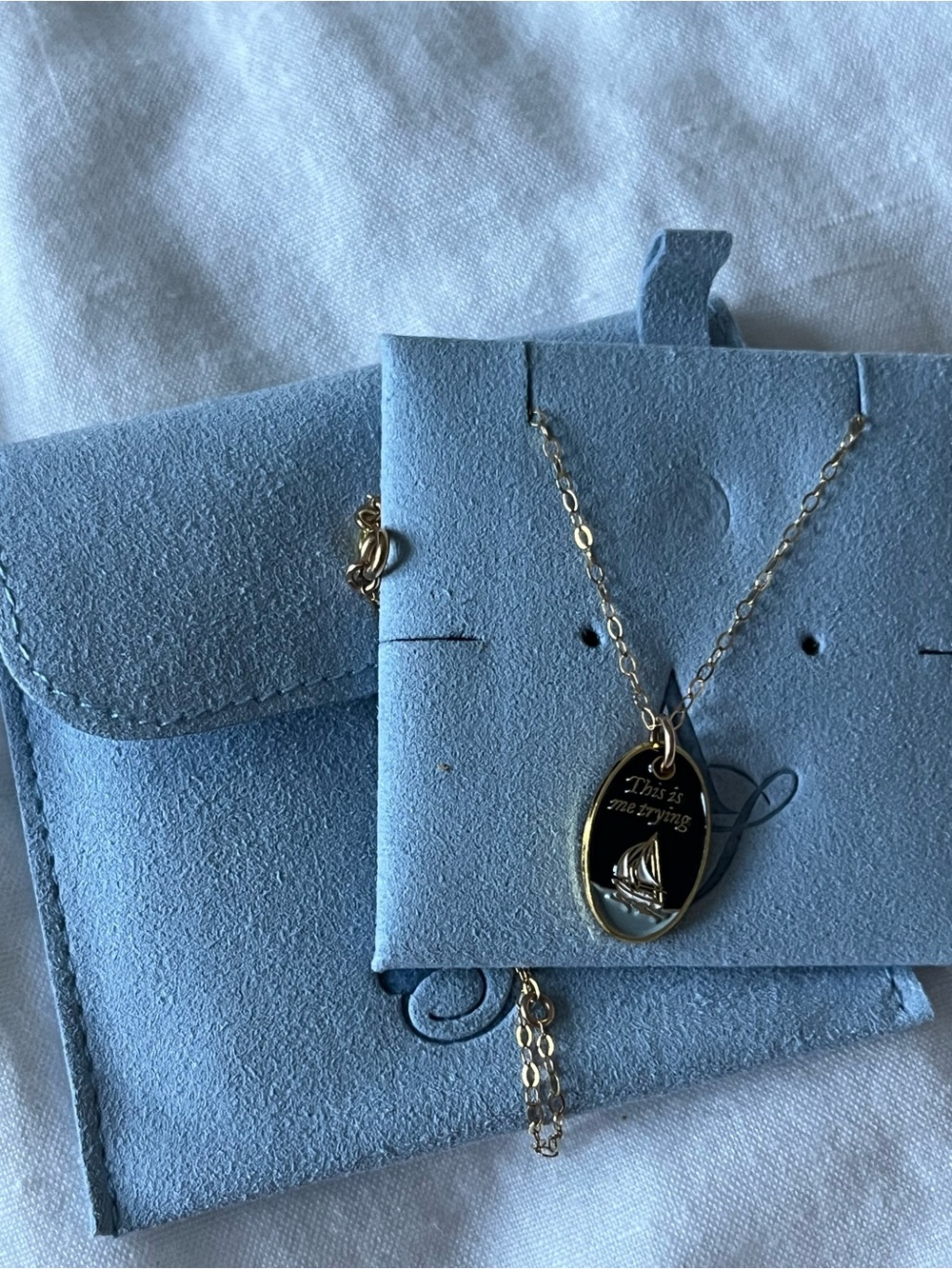 Taylor Swift Inspired 'This Is Me Trying' Sailboat Pendant Necklace - Picture 3 of 5